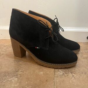 Black Italian leather suede boots, size 41 (US 10).